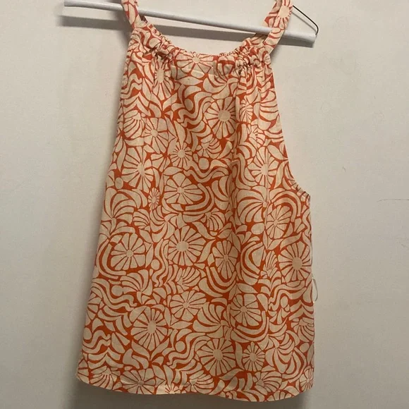 2 piece/Rachel Zoe Vibrant Orange and Cream Tank Top (LINEN) - Picture 1 of 2